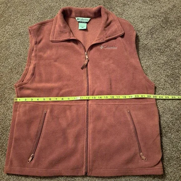 Columbia fleece vest in a burnt orange or rust color. - Picture 5 of 7